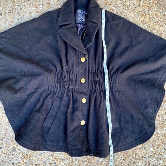 Hilary Radley New York Black Wool Blend Poncho Cape Jacket Size XS - Picture 10 of 10